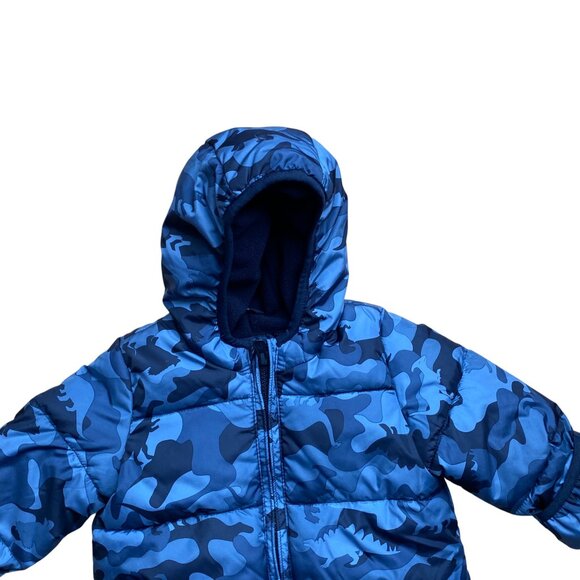 Baby Gap Dinosaur Print ColdControl Max One-Piece Quilted Snowsuit Blue 6-12 mos - Picture 2 of 16